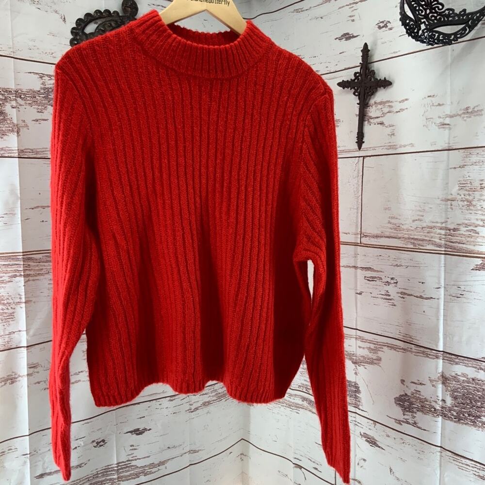 Corp Goth Couture H&M Divide Red Mock Turtleneck Sweater L